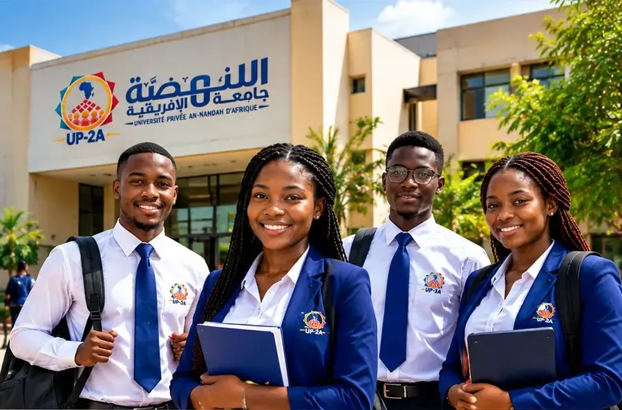 Étudiants de l'UP-2A devant le campus